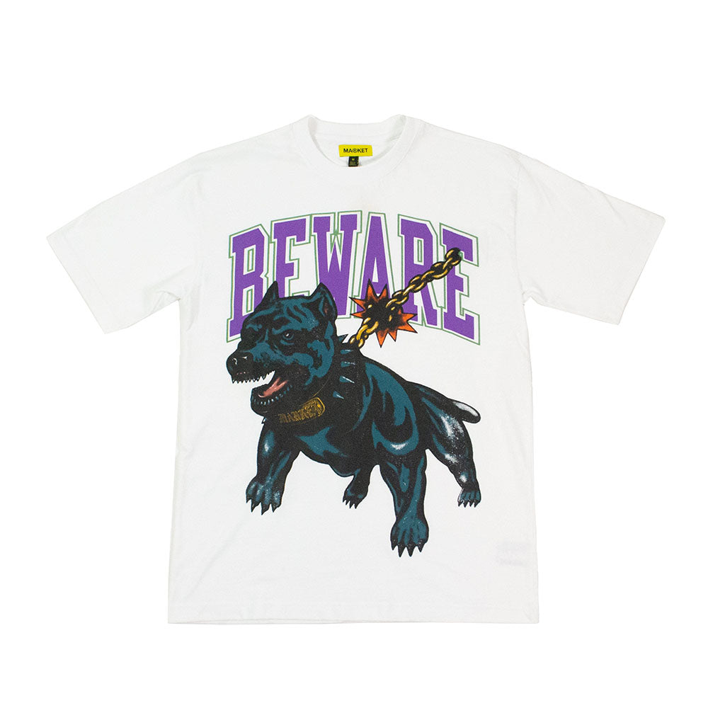 MARKET BEWARE DOG WASHED T-SHIRT