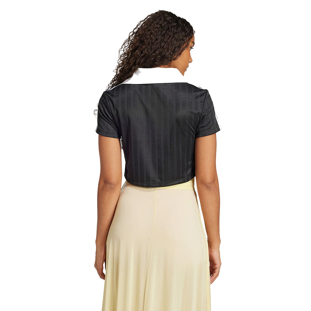 JACQUARD V-NECK CROP POLO