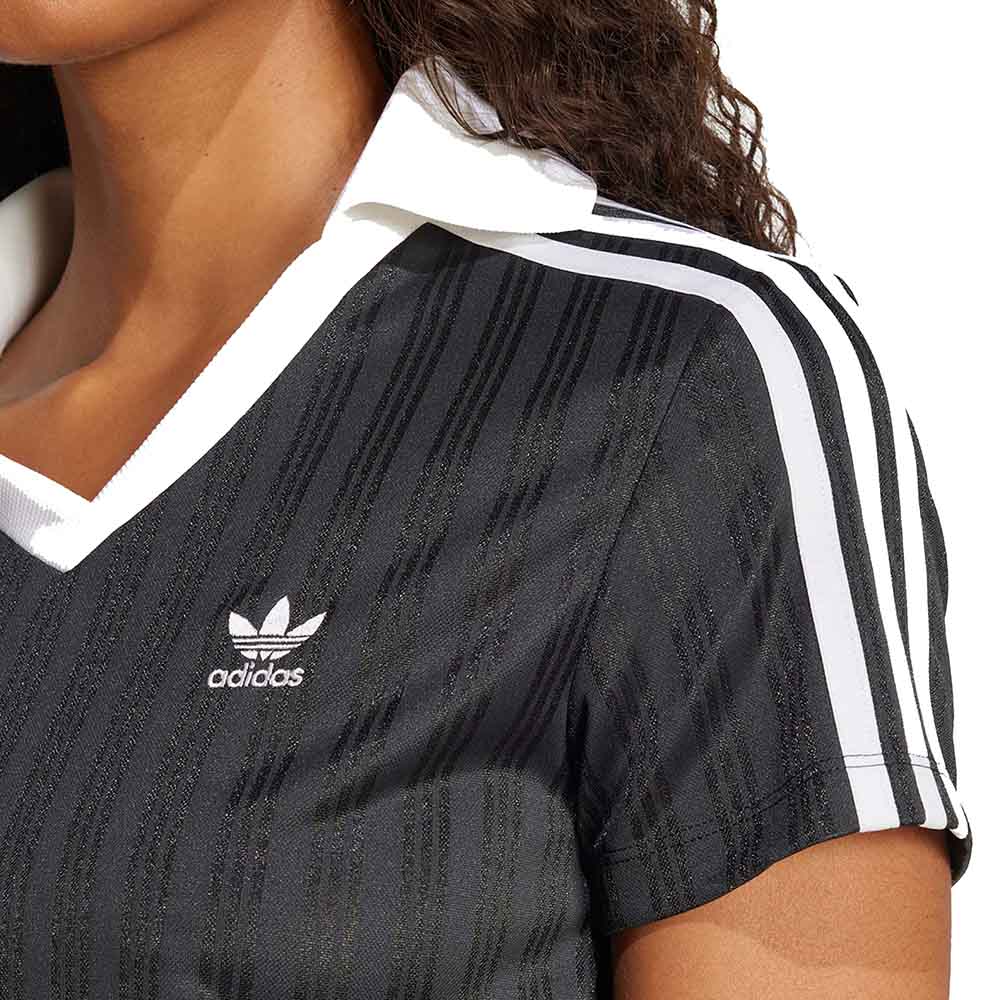JACQUARD V-NECK CROP POLO