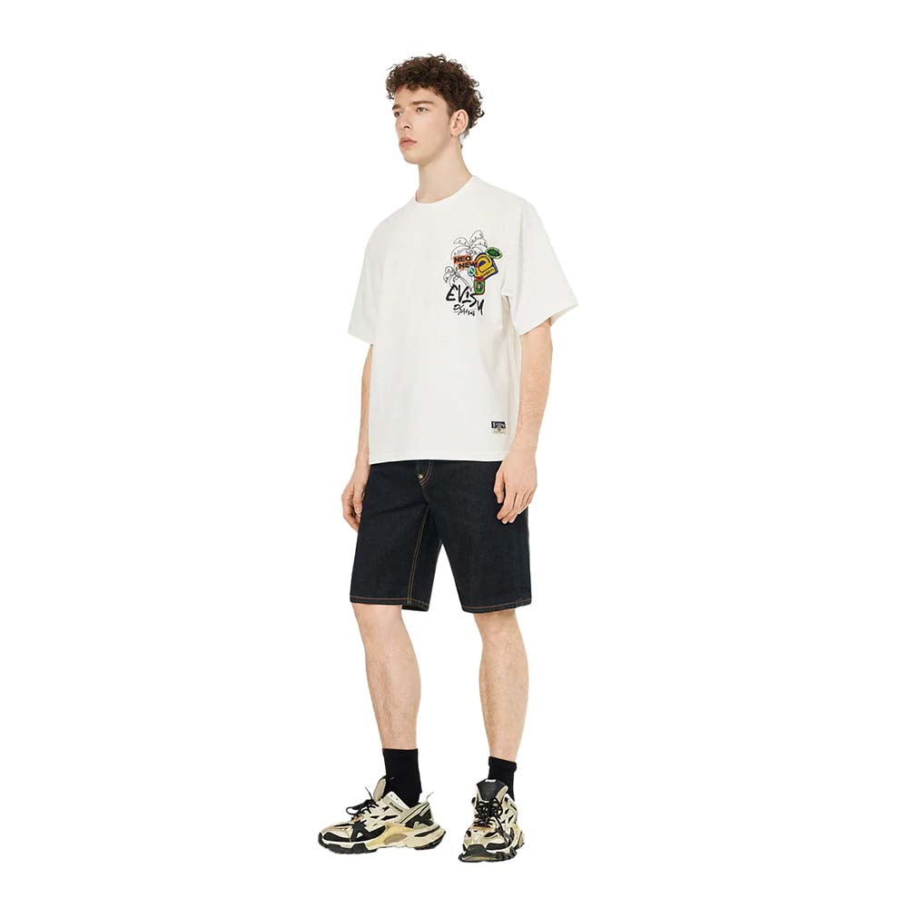 GRAFFITI DAICOCK PRINT REGULAR FIT DENIM SHORTS