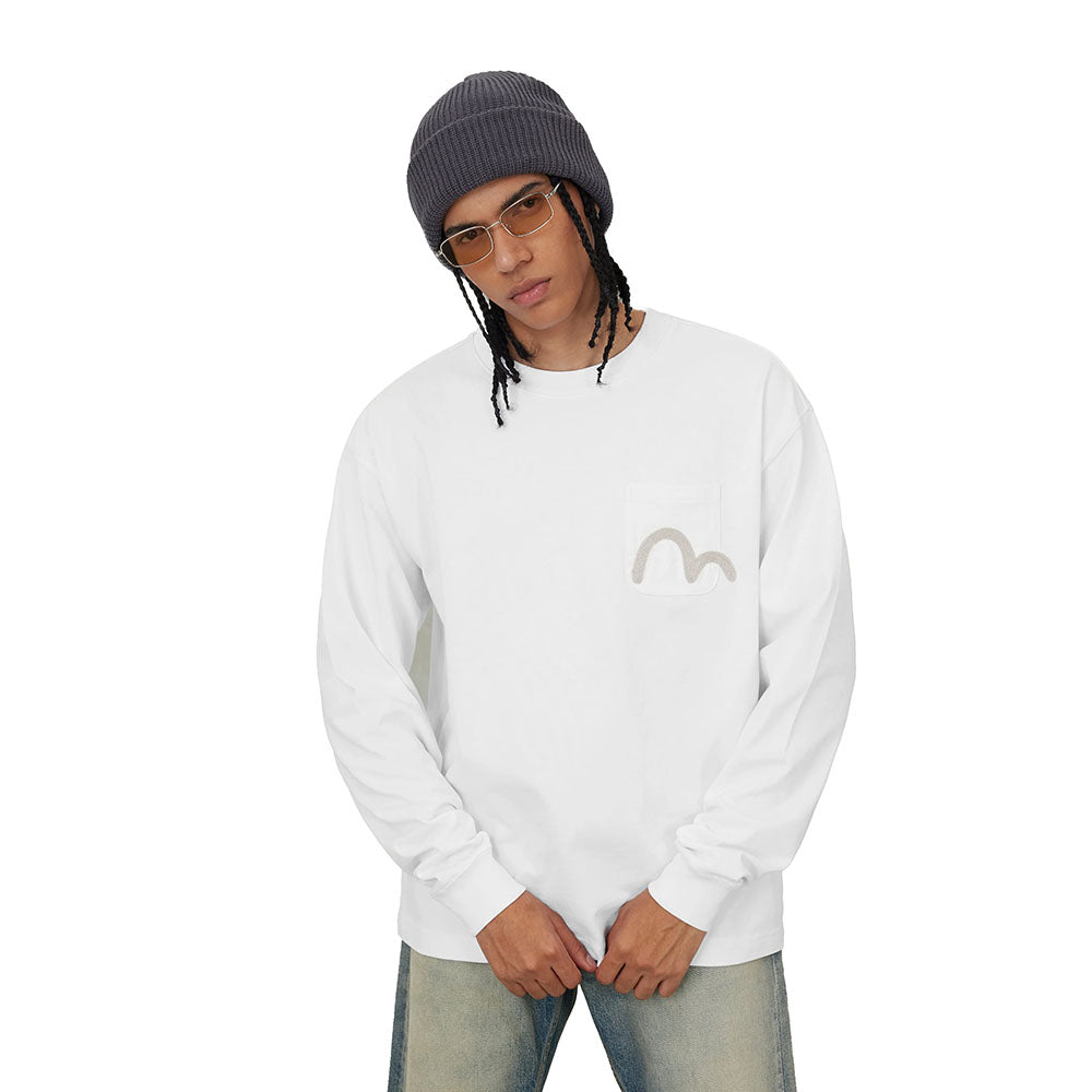 SEAGULL EMBROIDERY POCKET RELAX FIT LONG-SLEEVE T-SHIRT