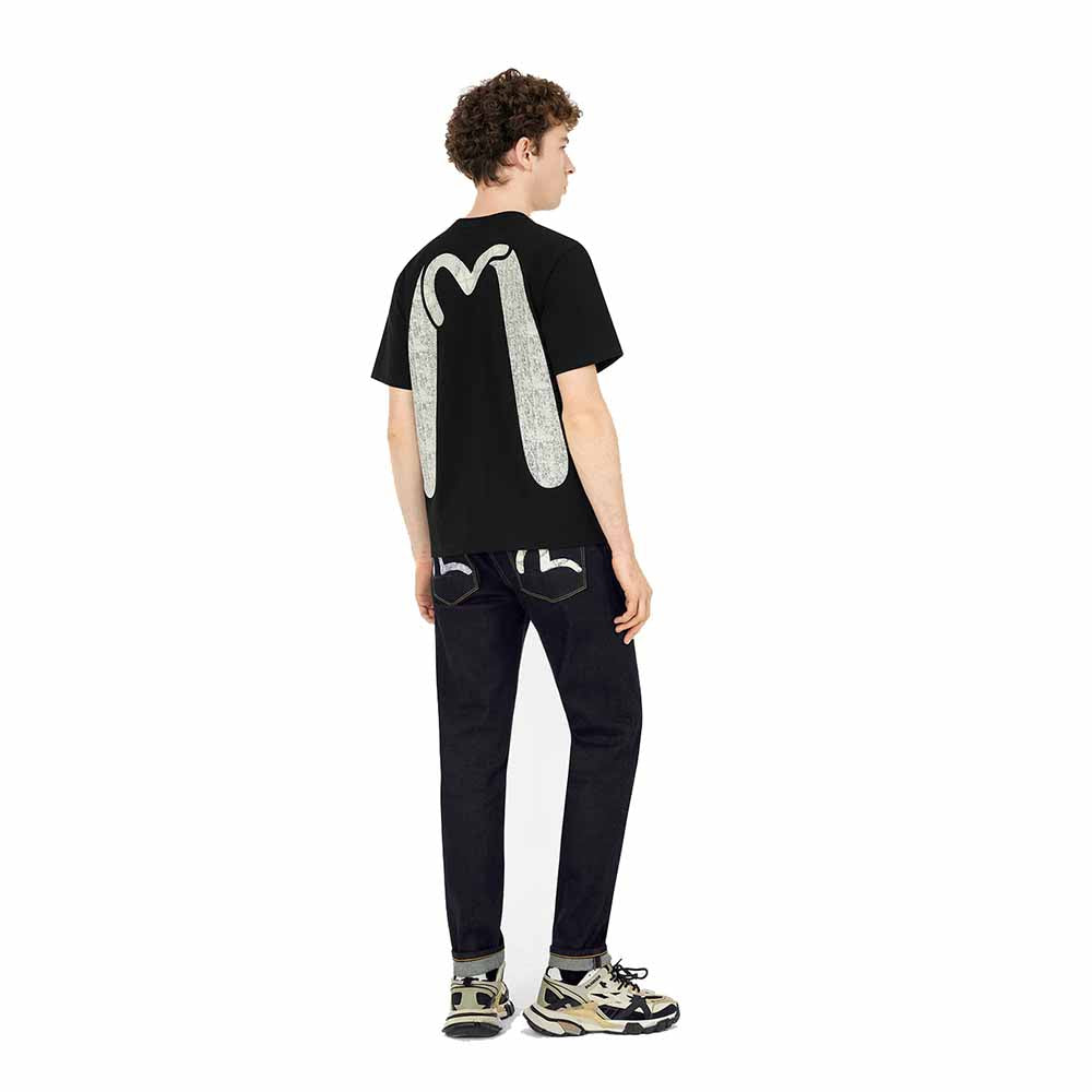 SEAGULL WITH KAMON PRINT POCKETS CARROT FIT JEANS #2017
