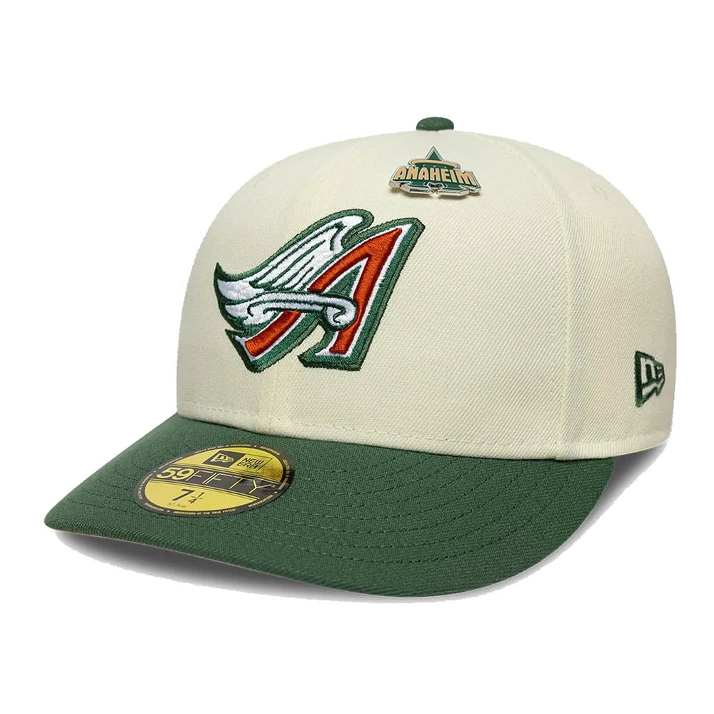 LA ANGELS MLB PIN CREAM DARK GREEN 59FIFTY CAP