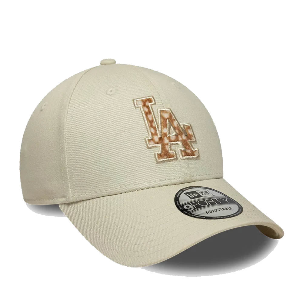 LA DODGERS FAUX PONY INFILL ANIMAL PRINT CREAM 9FORTY CAP