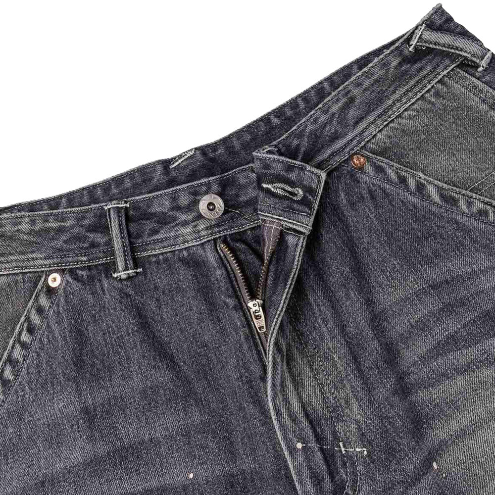 WASHED AND DISTRESSED DAICOCK PRINT RELAX FIT JEANS