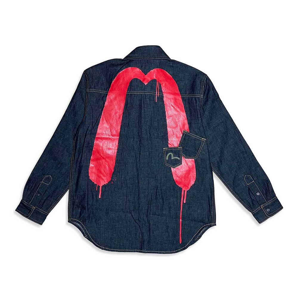 EVISU X SPHÈRE EBBASTA DAICOCK DENIM SHIRT