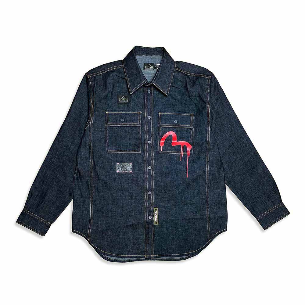 EVISU X SPHÈRE EBBASTA DAICOCK DENIM SHIRT