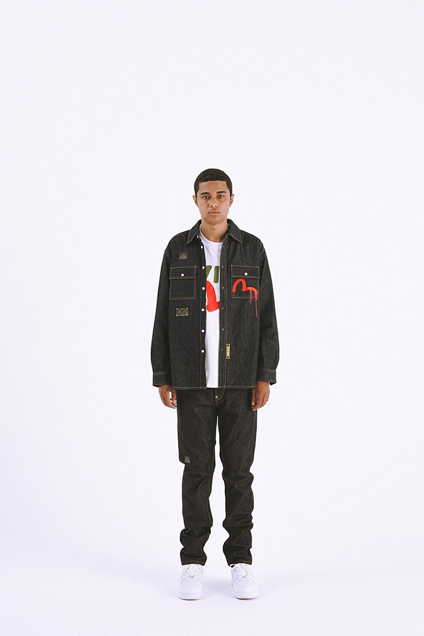 EVISU X SPHÈRE EBBASTA DAICOCK DENIM SHIRT
