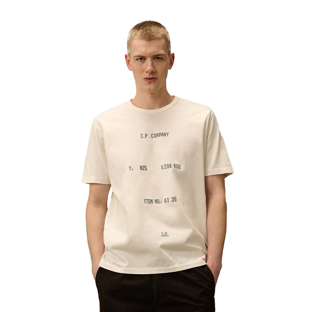 30/2 MERCERIZED JERSEY TWISTED TYPOGRAPHIC LOGO T-SHIRT
