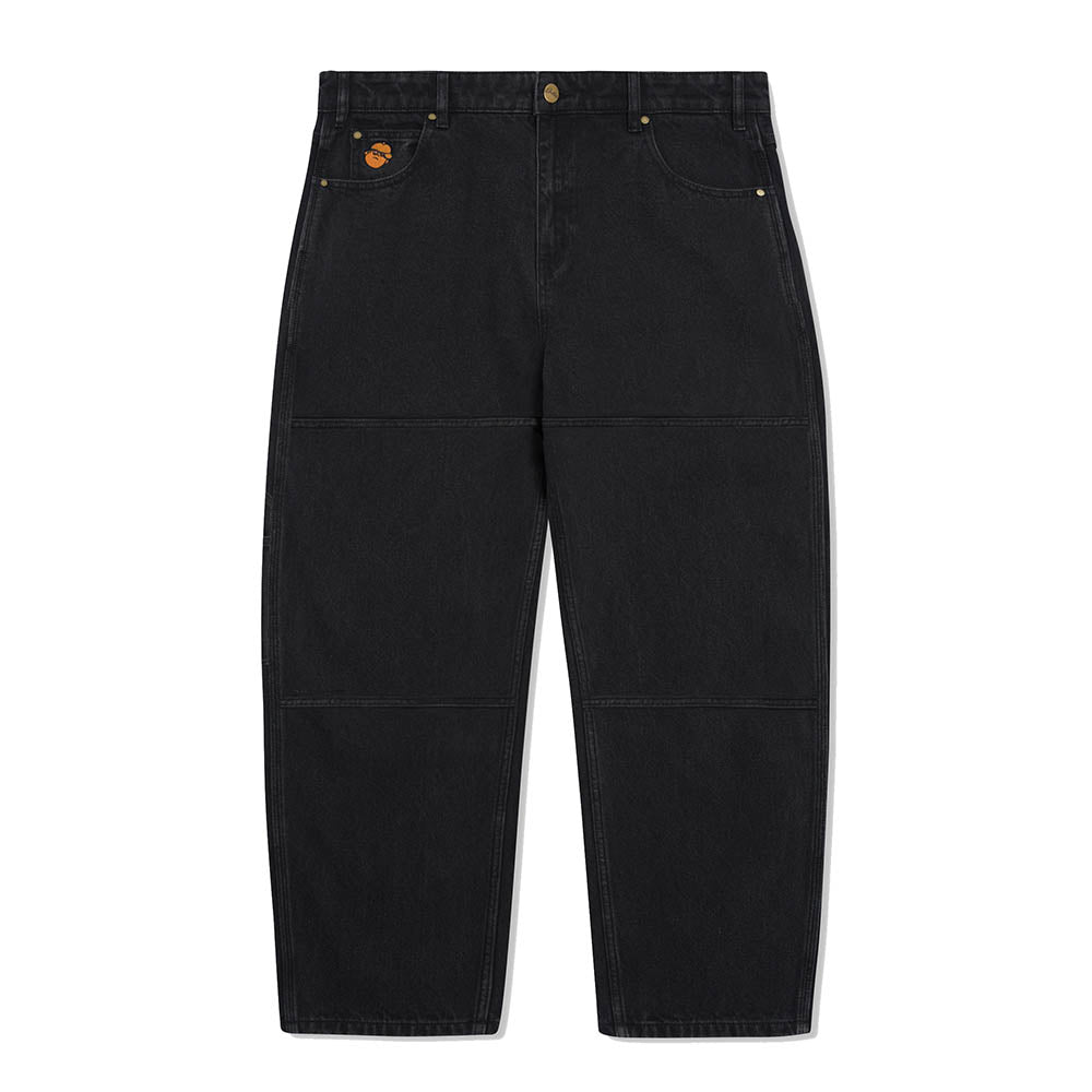 SANTOSUOSSO DOUBLE KNEE DENIM JEANS WASHED BLACK