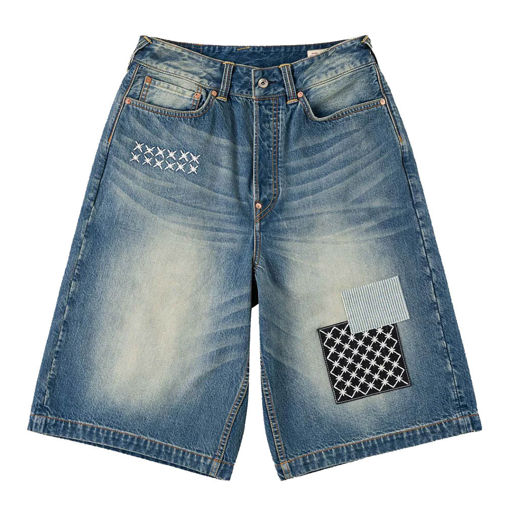 SASHIKO PATCH DENIM SHORTS