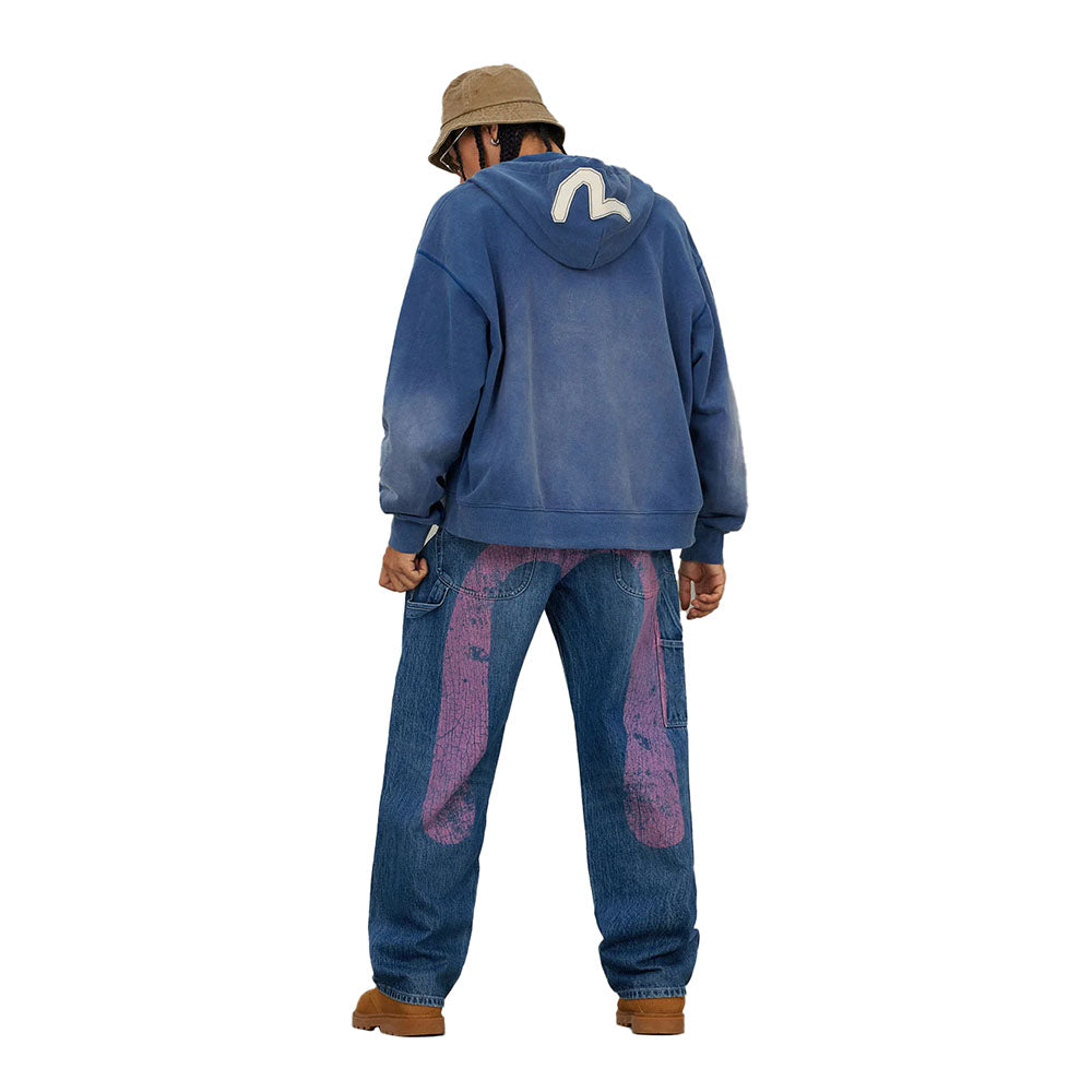 HEAVY WEIGHT WASHED EV AND SEAGULL PATCHES EMBROIDERY HOODIE