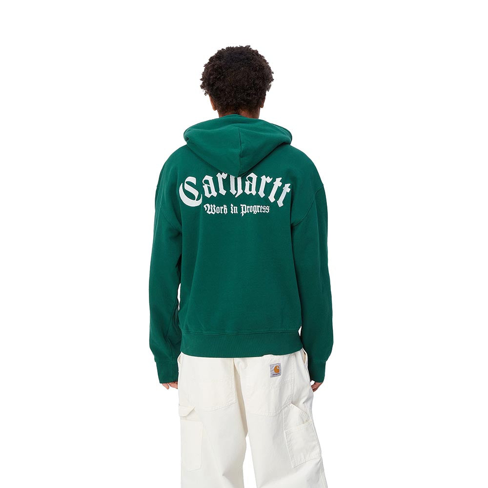 HOODED ONYX SCRIPT SWEAT