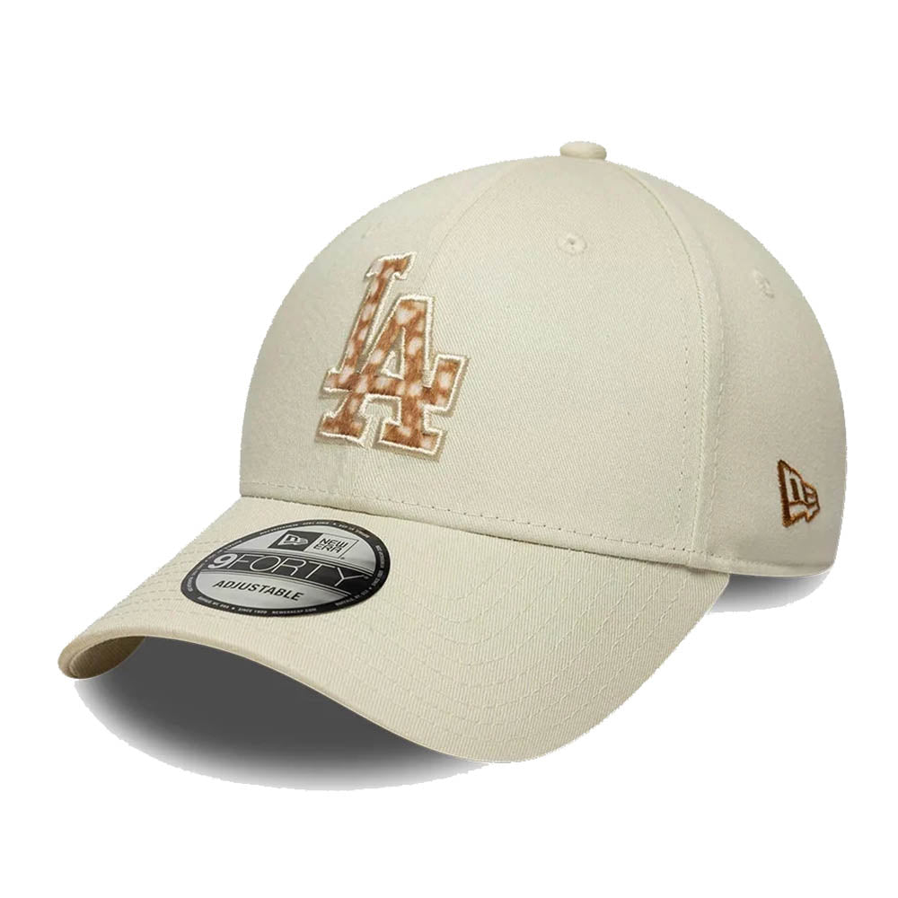 LA DODGERS FAUX PONY INFILL ANIMAL PRINT CREAM 9FORTY CAP