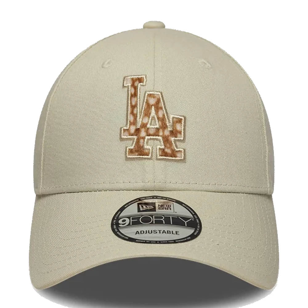 LA DODGERS FAUX PONY INFILL ANIMAL PRINT CREAM 9FORTY CAP