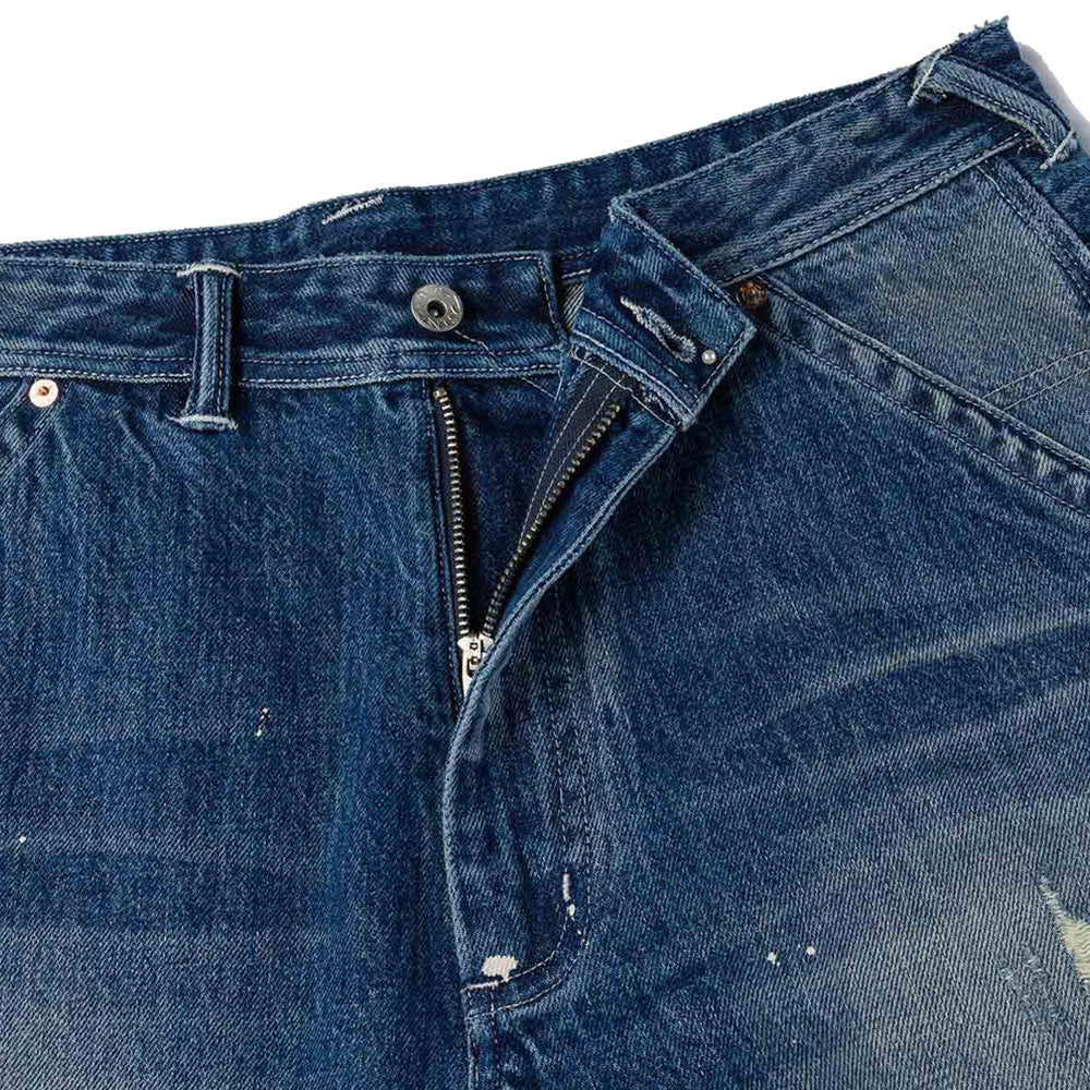 WASHED AND DISTRESSED DAICOCK PRINT RELAX FIT JEANS